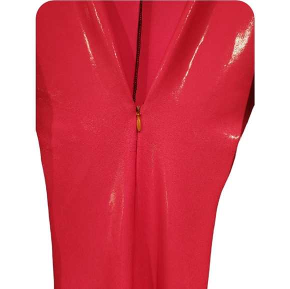 HOT PINK BLACK SIDE STRIP V NECK FITTED STRETCH JUMPER. - Picture 5 of 6